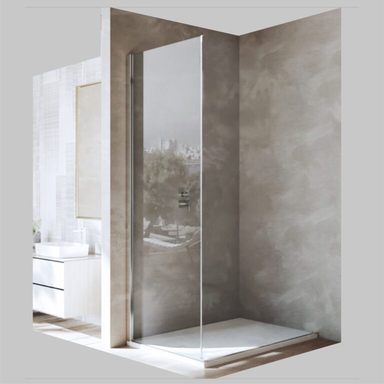 CHROME Frame Fixed Panel Shower Door - Clear Glass CALIBRE SHOWER COLLECTION