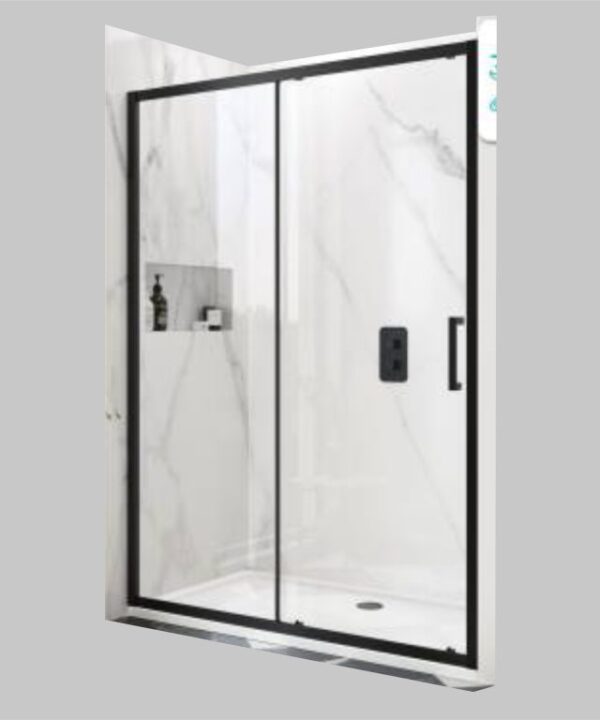 BLACK FRAME Sliding Shower Door - Clear Glass CASCADE SHOWER COLLECTION