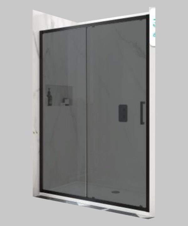 Black Frame Sliding Shower Door Smoked Glass - CASCADE SHOWER COLLECTION