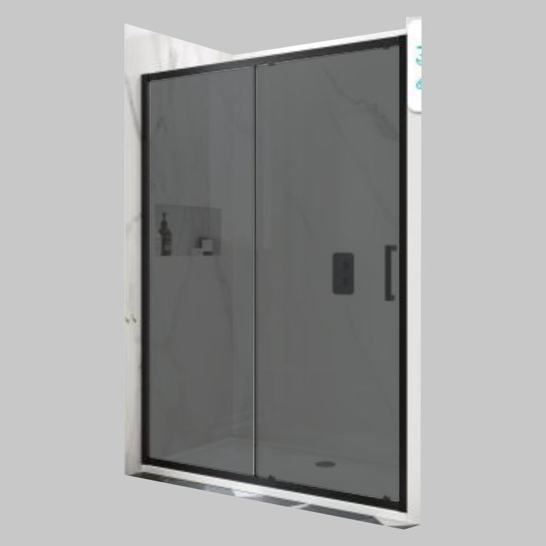 Black Frame Sliding Shower Door Smoked Glass - CASCADE SHOWER COLLECTION