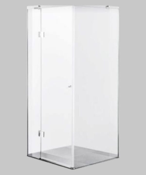 Frameless CHROME HINGED Corner Shower Door - Clear Glass SILHOUETTE SHOWER COLLECTION
