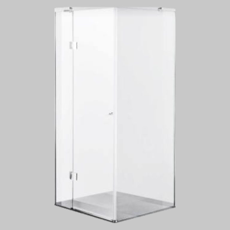 Frameless CHROME HINGED Corner Shower Door - Clear Glass SILHOUETTE SHOWER COLLECTION