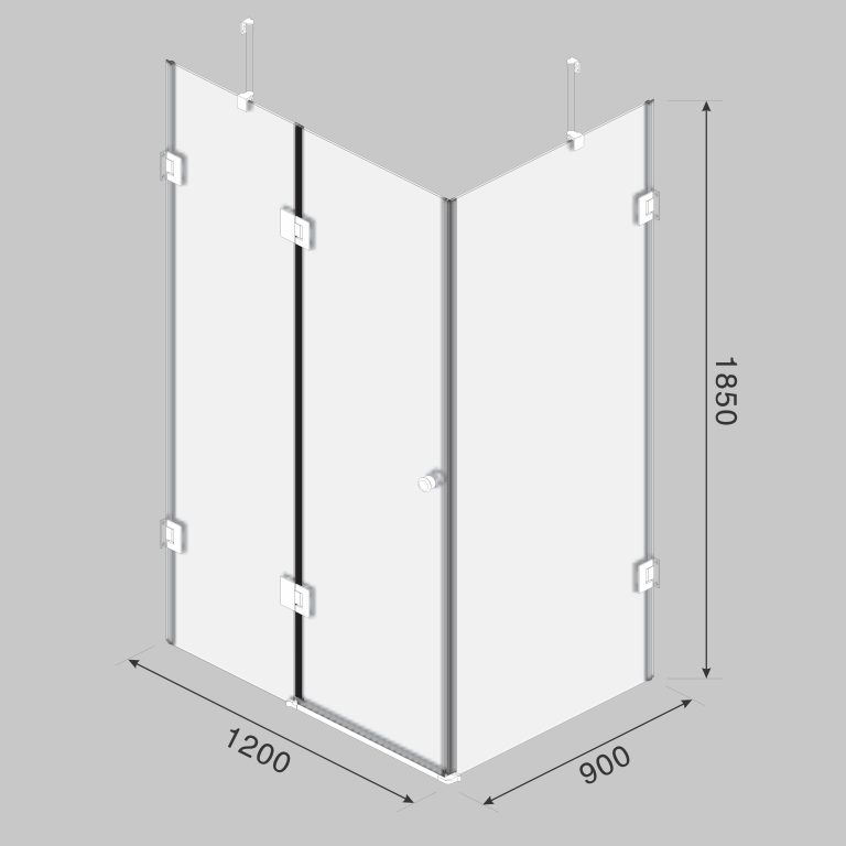 Frameless CHROME HINGED Corner Shower Door - Clear Glass SILHOUETTE SHOWER COLLECTION