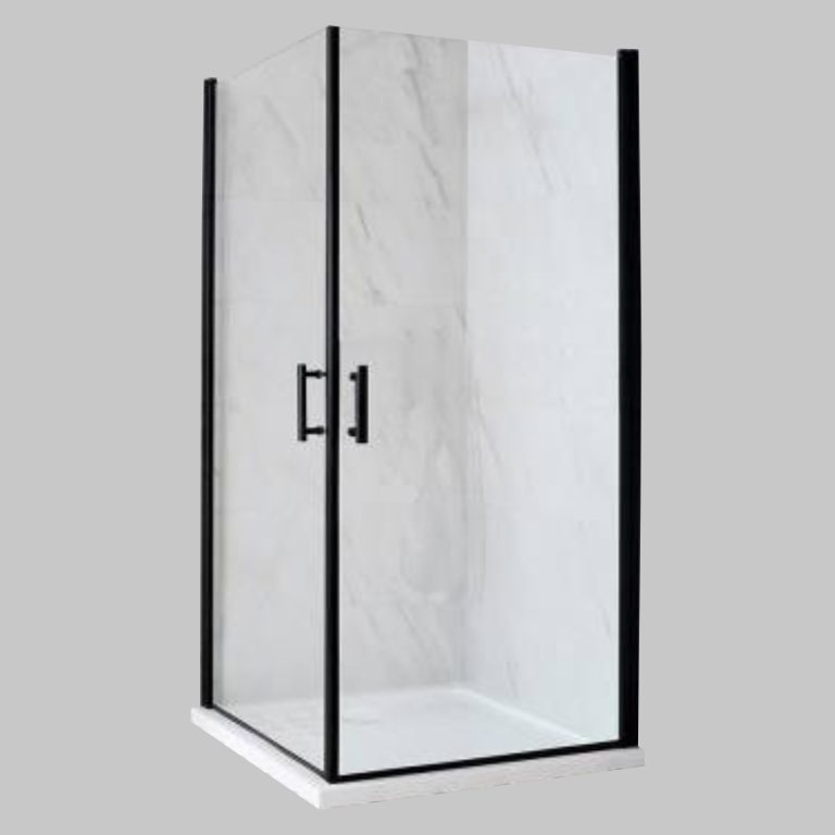 BLACK FRAME Corner Shower Door - Clear Glass VERTEX SHOWER COLLECTION