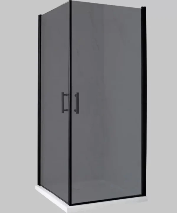 BLACK FRAME Corner Shower Door - Smoked Glass VERTEX SHOWER COLLECTION