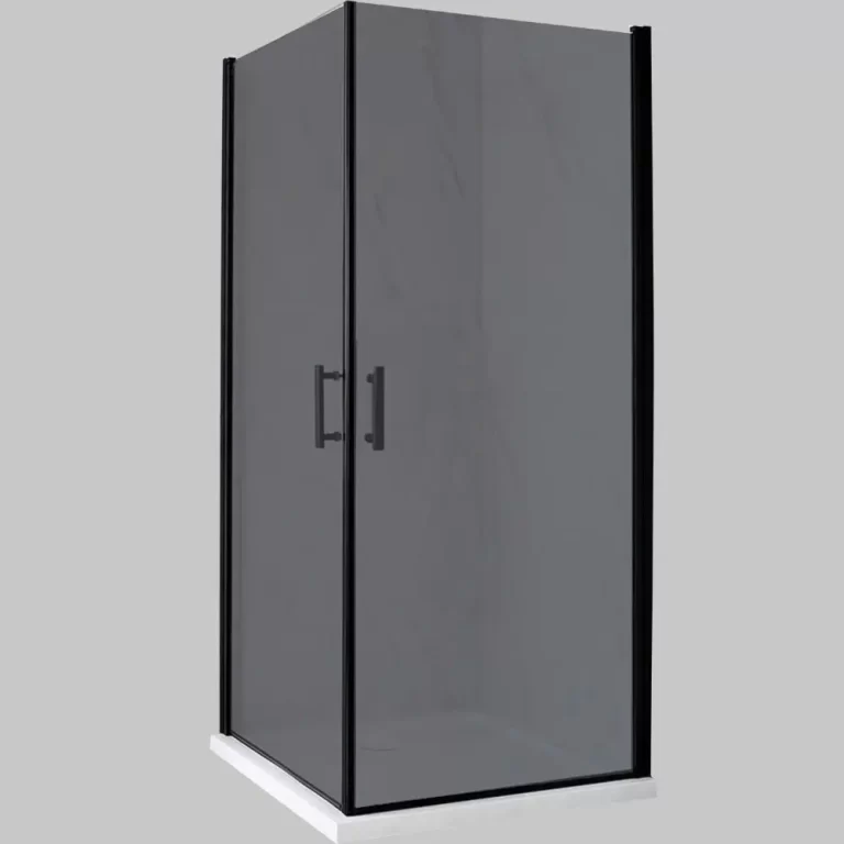 BLACK FRAME Corner Shower Door - Smoked Glass VERTEX SHOWER COLLECTION